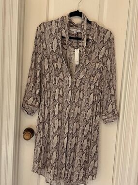 Olivaceous Shirt Dress snake print